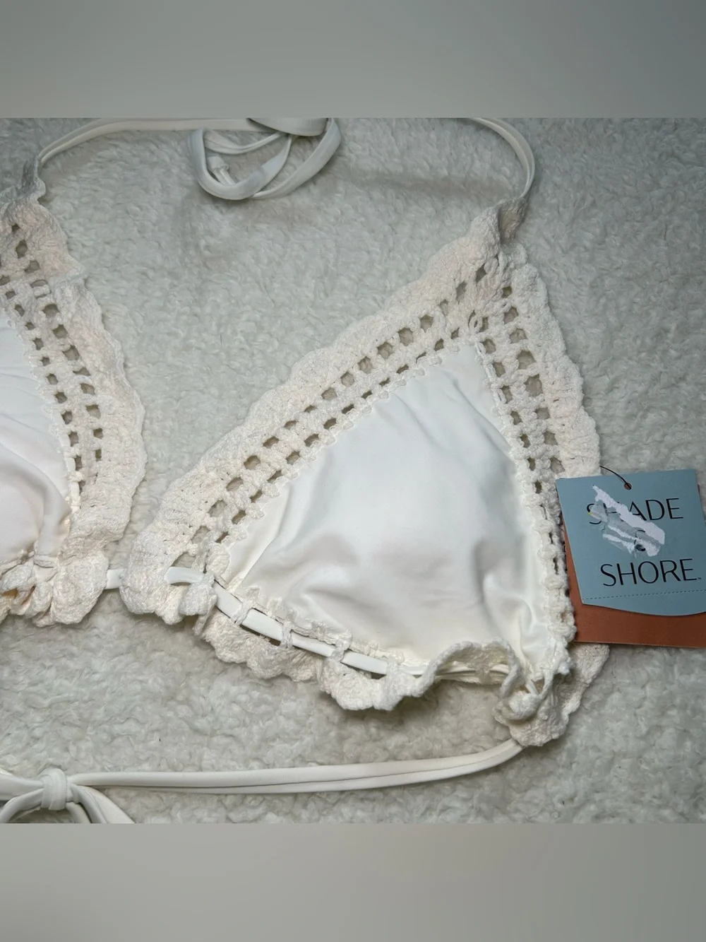 Shade & Shore Crochet String Triangle Bikini Top Large New